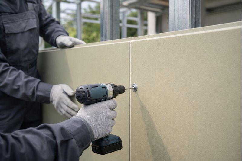 Монтаж стеновых панелей ППС на каркас: установка листа и фиксация крепежом